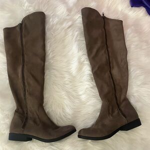 Hadley Brown Suede Over the Knee Boots Size 8 – Flat Riding Style
